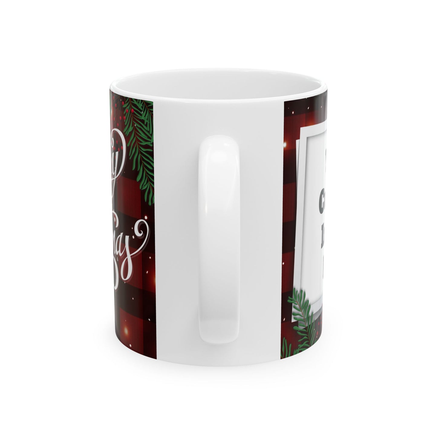 Christmas Plaid Ceramic Mug, Holiday Gift, Coffee Cup, Family Mug, Cozy Home Decor, Winter Warmth, Christmas Day Gift