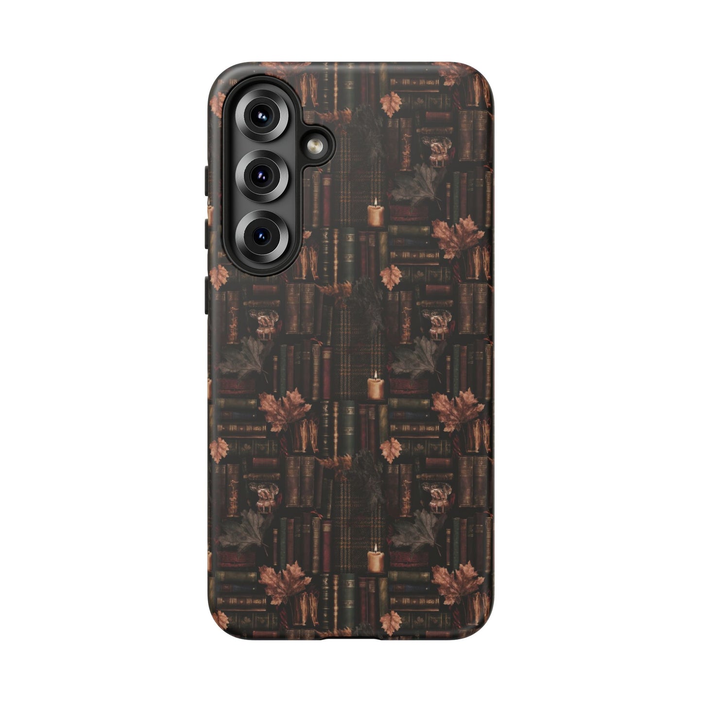Gothic Phone Case Dark Academia Literary iPhone Samsung Cover with Books & Flowers, Phone case