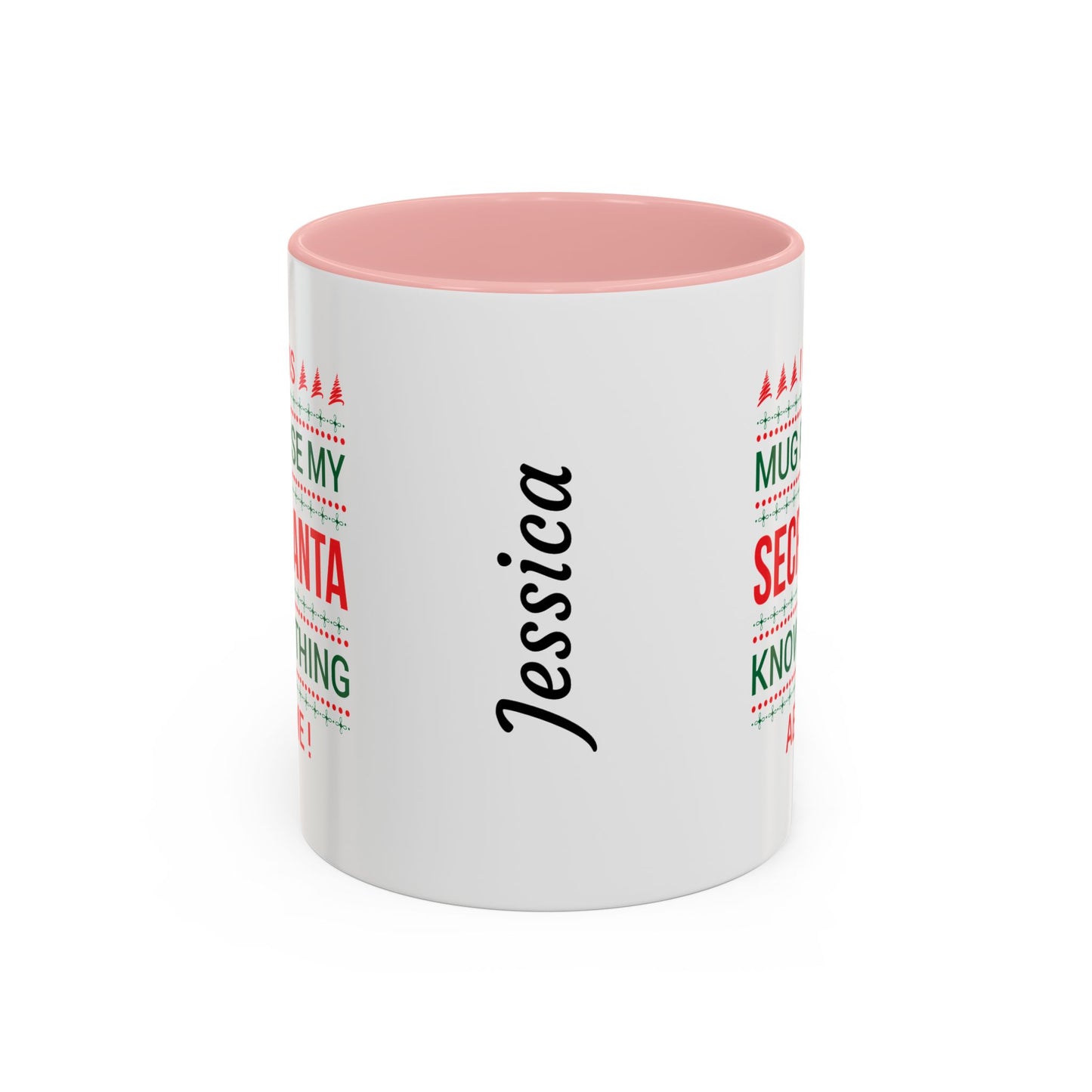 Personalized Secret Santa Accent Coffee Mug, Holiday Gift, Funny Christmas Mug, Unique Office Secret Santa Gift, Custom Drinkware