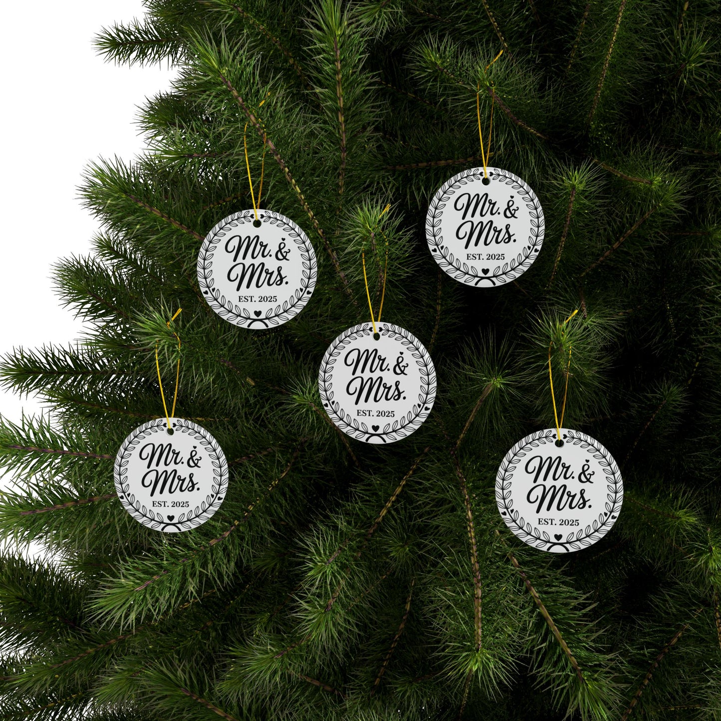Mr and Mrs Ceramic Ornaments, Wedding & Anniversary Decor, Customizable Gifts, Holiday Keepsakes, Engagement Day
