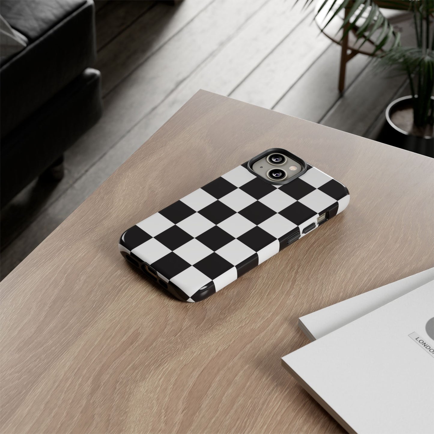 Black and White Checker iPhone Case, Stylish iPhone Cover for Teens, Holiday Gift, Unique Mobile Accessories, Tough Protection