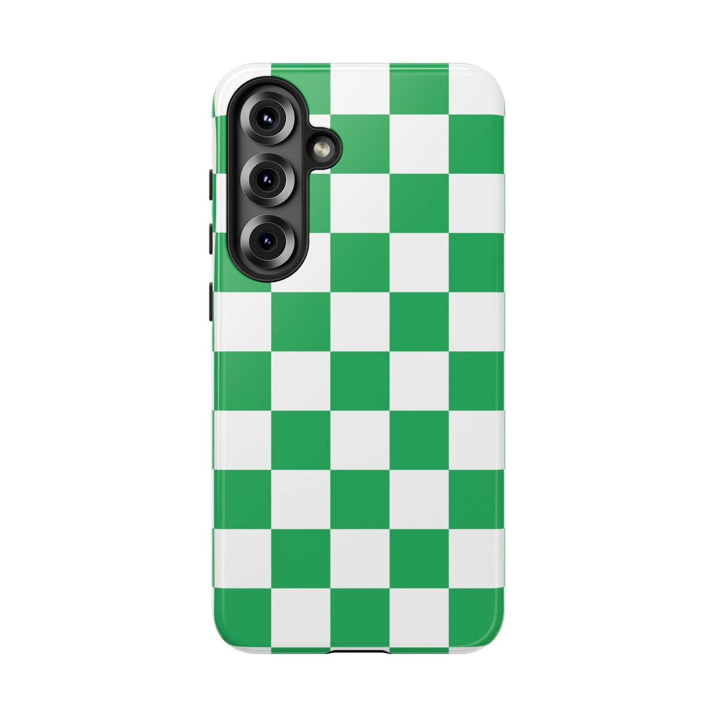 Green Checkered Phone Case, Phone Cases Samsung Galaxy S25, S25 Plus, S24, S24 Plus, S24 Ultra, S23, S22, S22 Plus, S21 Ultra, S21 FE, S20+