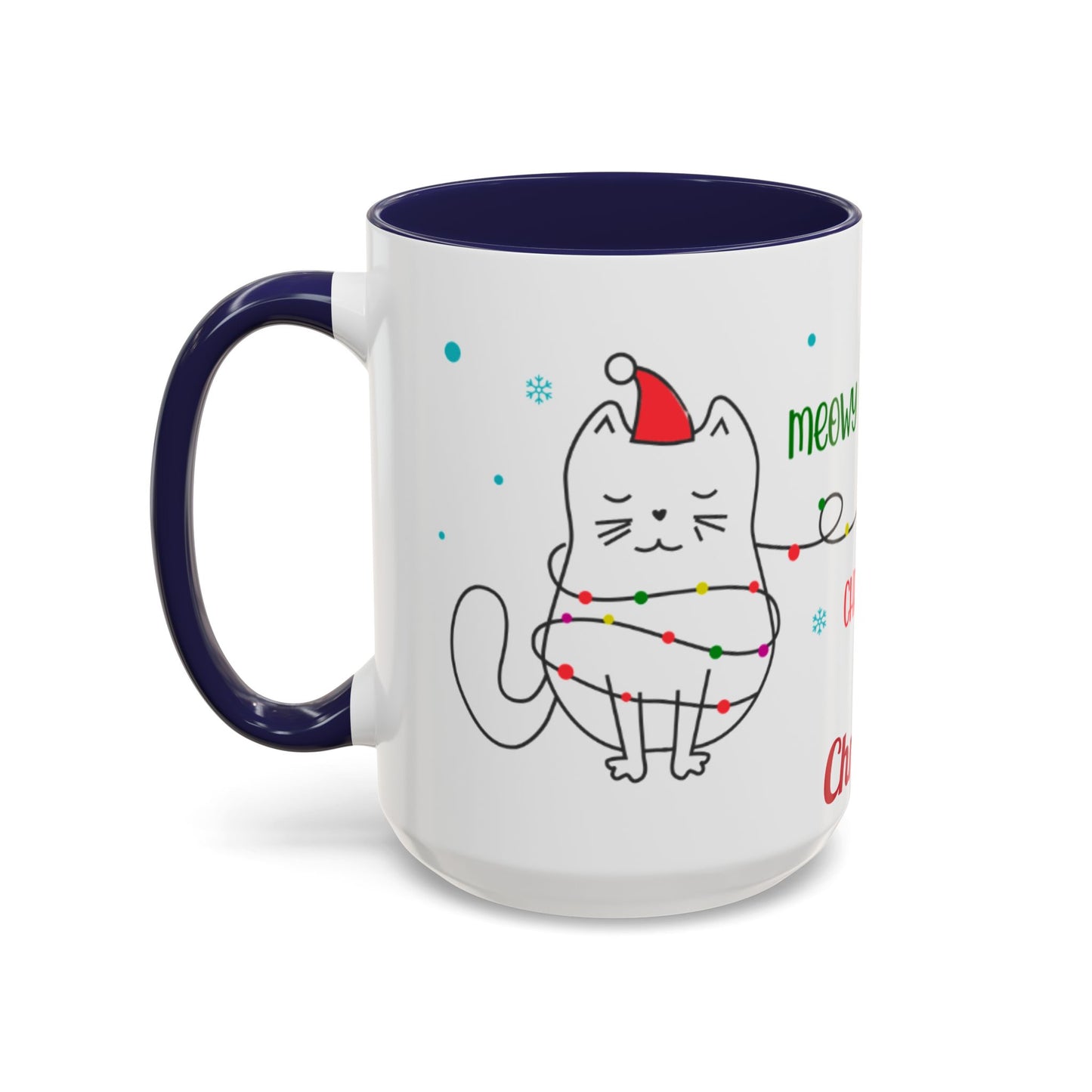 Personalized Meowy Christmas Accent Mug, Funny Holiday Coffee Cup, Cat Lover Gift, Festive Drinkware, Christmas Decor, Personalized Mug