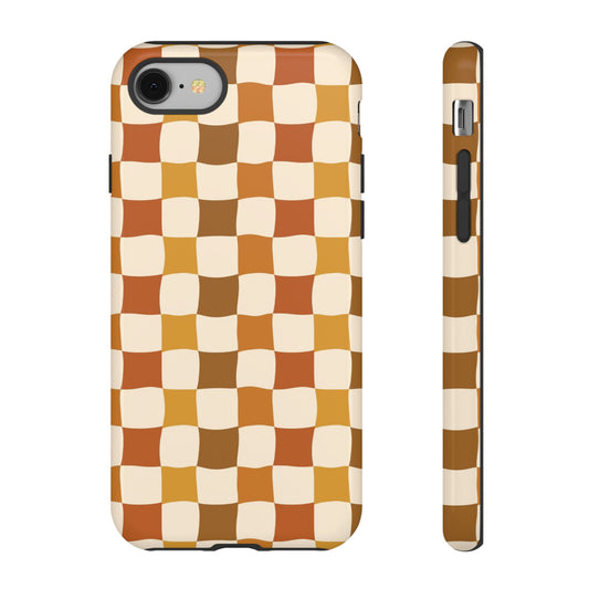 Boho Checked Phone Case, Checkerboard Design, Durable Protection, Phone Cover, Phone case For iPhone and Samsung, Trendy Phone Cover