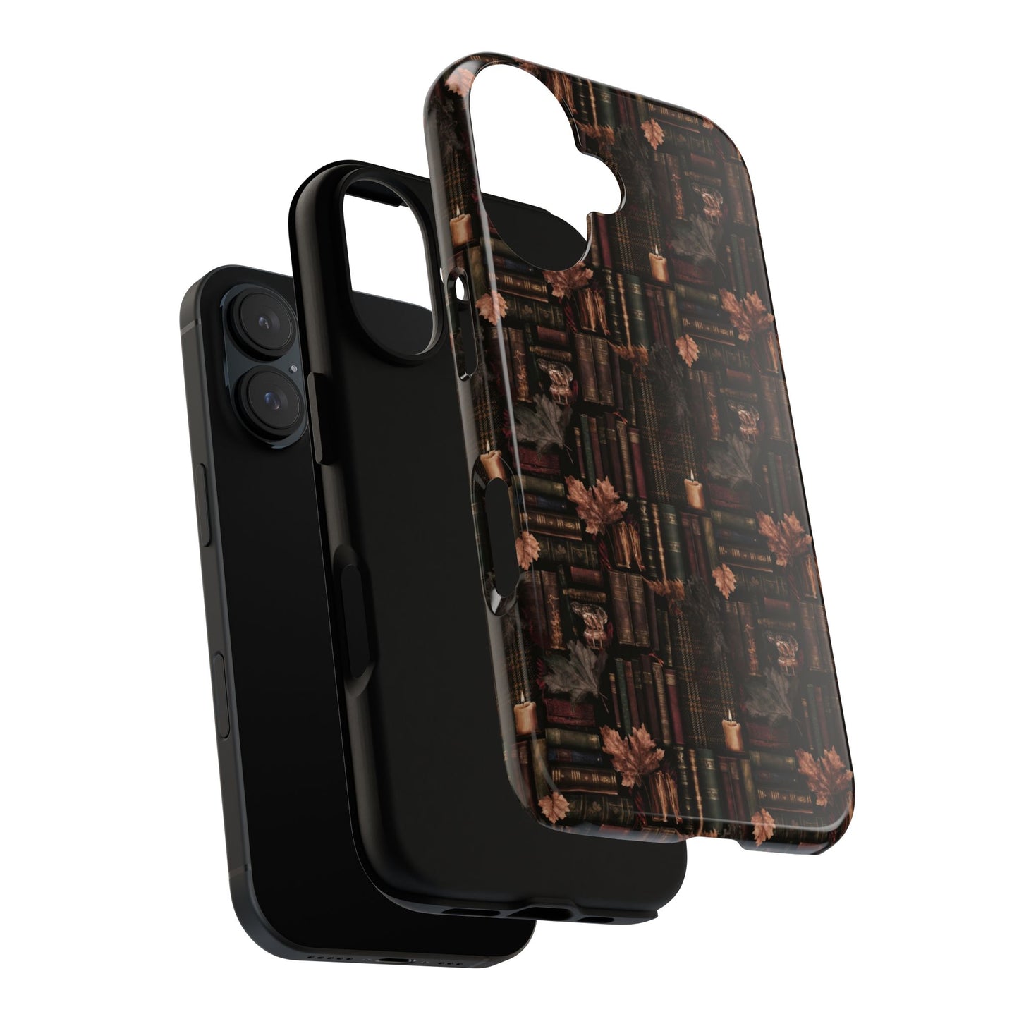 Gothic Phone Case Dark Academia Literary iPhone Samsung Cover with Books & Flowers, Phone case