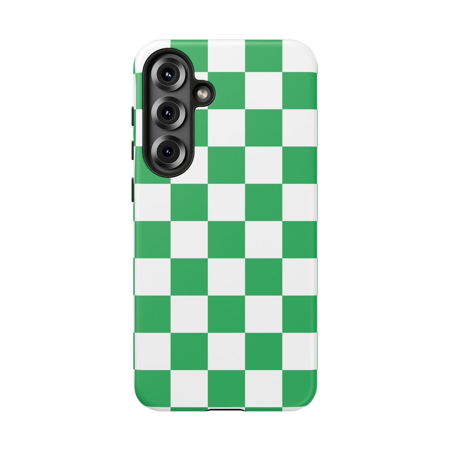 Green Checkered Phone Case, Phone Cases Samsung Galaxy S25, S25 Plus, S24, S24 Plus, S24 Ultra, S23, S22, S22 Plus, S21 Ultra, S21 FE, S20+