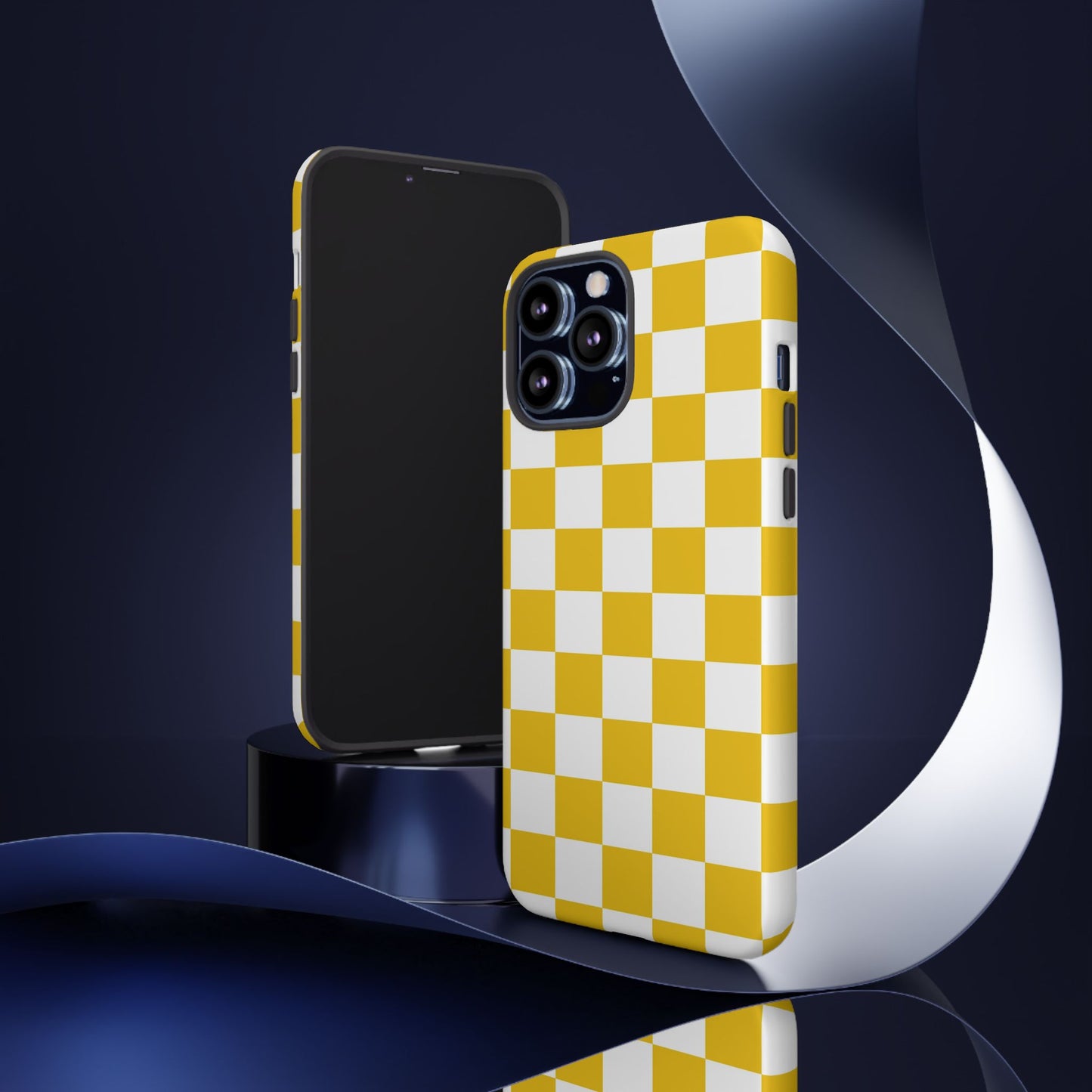 Yellow Checkered Phone Case - iPhone 17 Pro, 17, 16, 15, 14, 13, 12, 11, X, XR, XS MAX, Gift for Friends