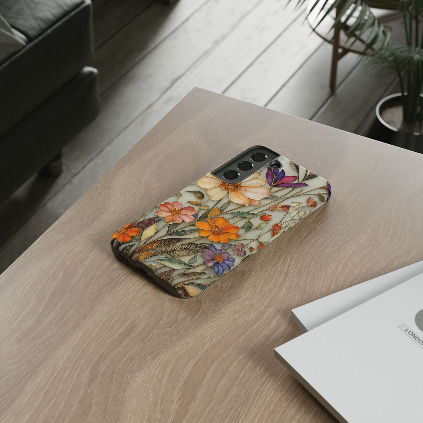 Phone case For iPhone & Samsung, Wildflower Mosaic MagSafe iPhone Case: Botanical Floral Design iPhone