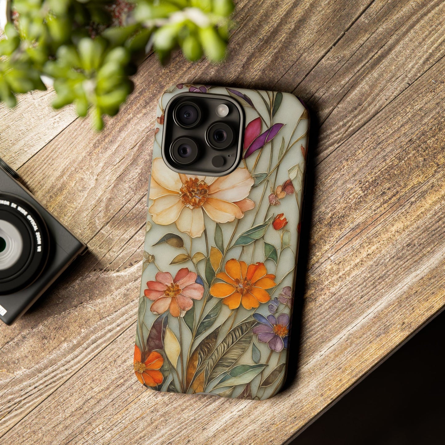 Phone case For iPhone & Samsung, Wildflower Mosaic MagSafe iPhone Case: Botanical Floral Design iPhone