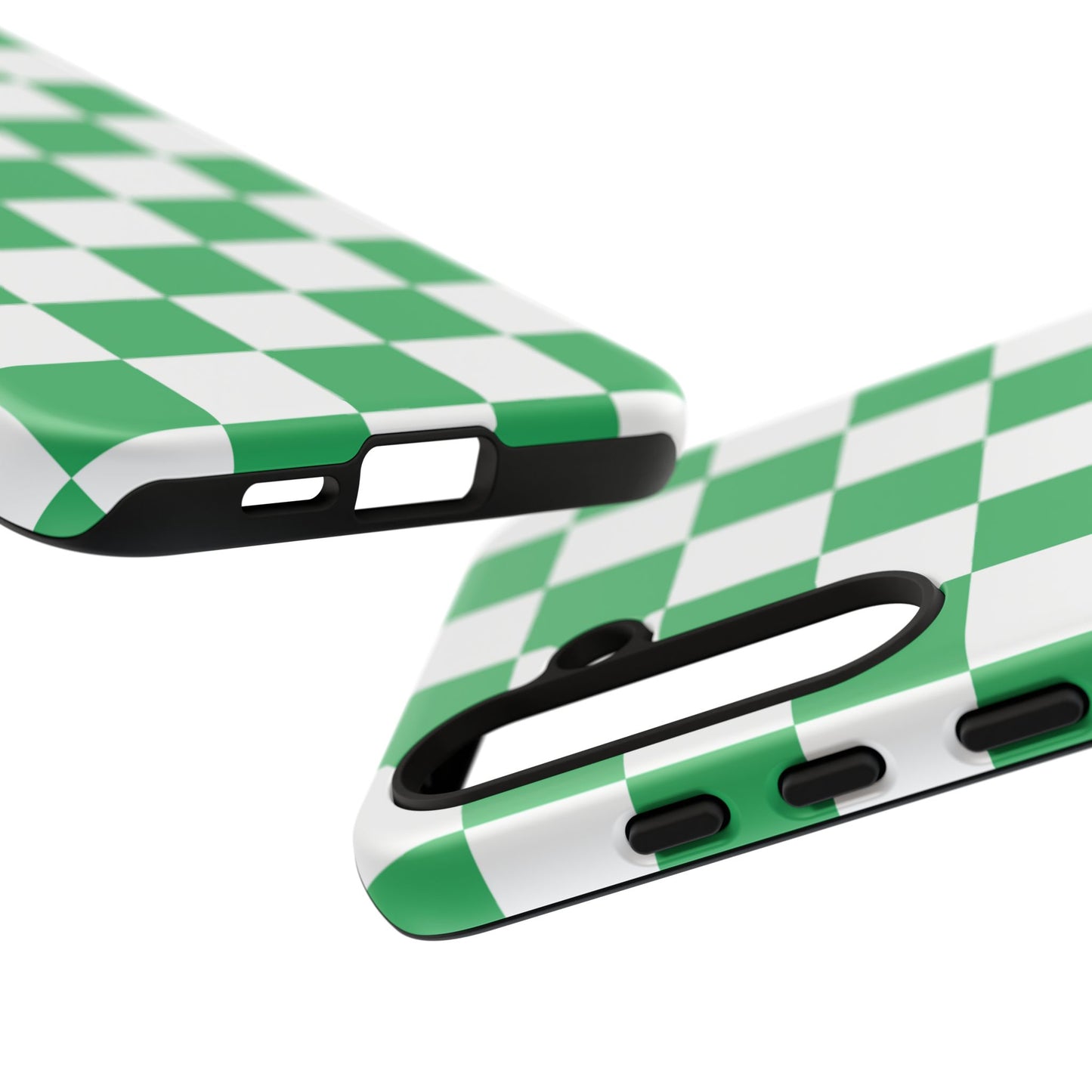 Green Checkered Phone Case, Phone Cases Samsung Galaxy S25, S25 Plus, S24, S24 Plus, S24 Ultra, S23, S22, S22 Plus, S21 Ultra, S21 FE, S20+