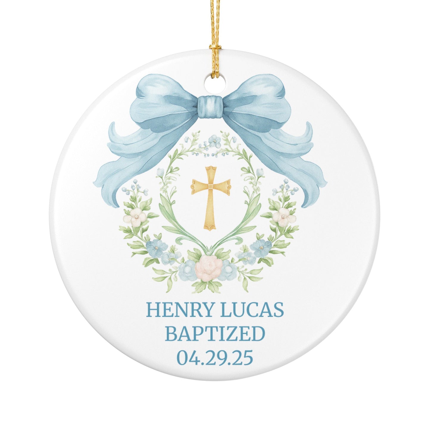 Personalized Girls Baptism Ornament Custom Christening Ornament Baptized Ornament First Communion Gift Baptism Gift Christmas Baby Boy Gift