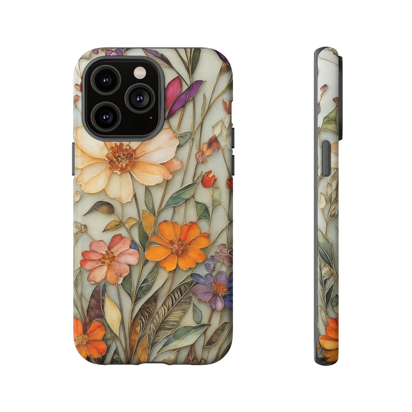 Phone case For iPhone & Samsung, Wildflower Mosaic MagSafe iPhone Case: Botanical Floral Design iPhone