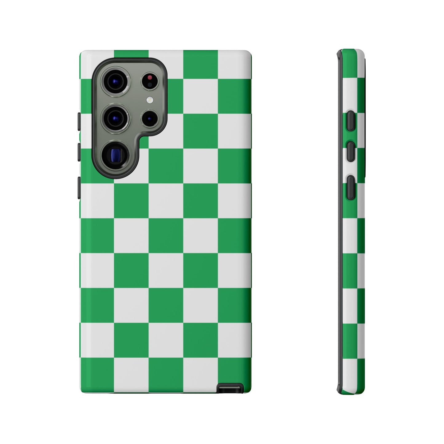 Green Checkered Phone Case, Phone Cases Samsung Galaxy S25, S25 Plus, S24, S24 Plus, S24 Ultra, S23, S22, S22 Plus, S21 Ultra, S21 FE, S20+