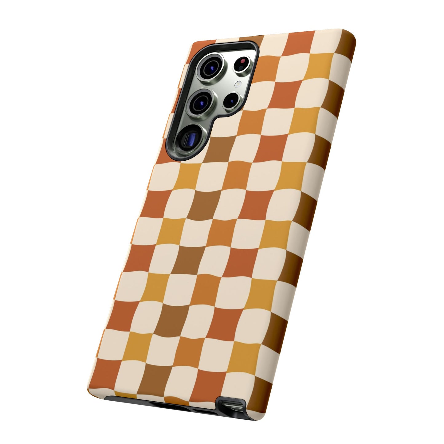 Boho Checked Phone Case, Checkerboard Design, Durable Protection, Phone Cover, Phone case For iPhone and Samsung, Trendy Phone Cover