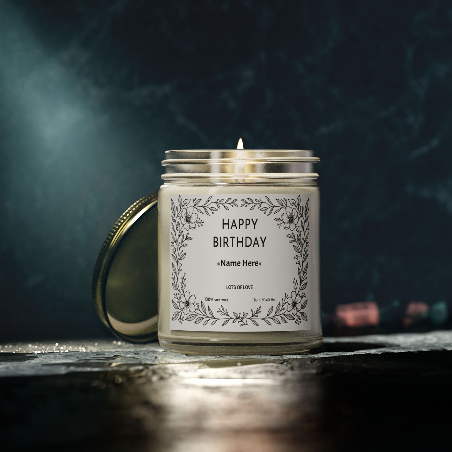 Personalised Birthday Scented Candle, Custom Birthday Gift, Candle Gift with Name for Her Friend Sister Mum Nanny Add Your Custom Text