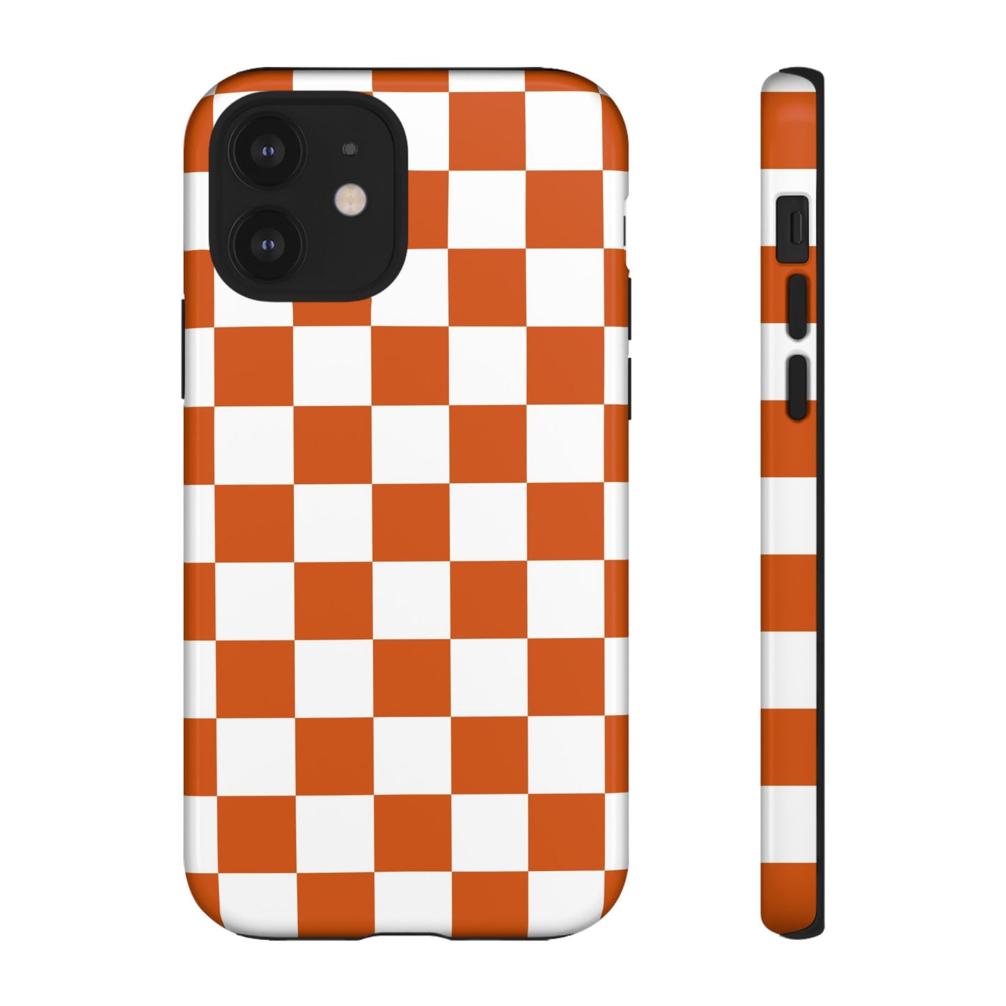 Checkered Phone Case, Checkered Phone Case - iPhone 17 16 15 14 13 12 11 Pro Max  - Trendy Black and Brown Checkerboard