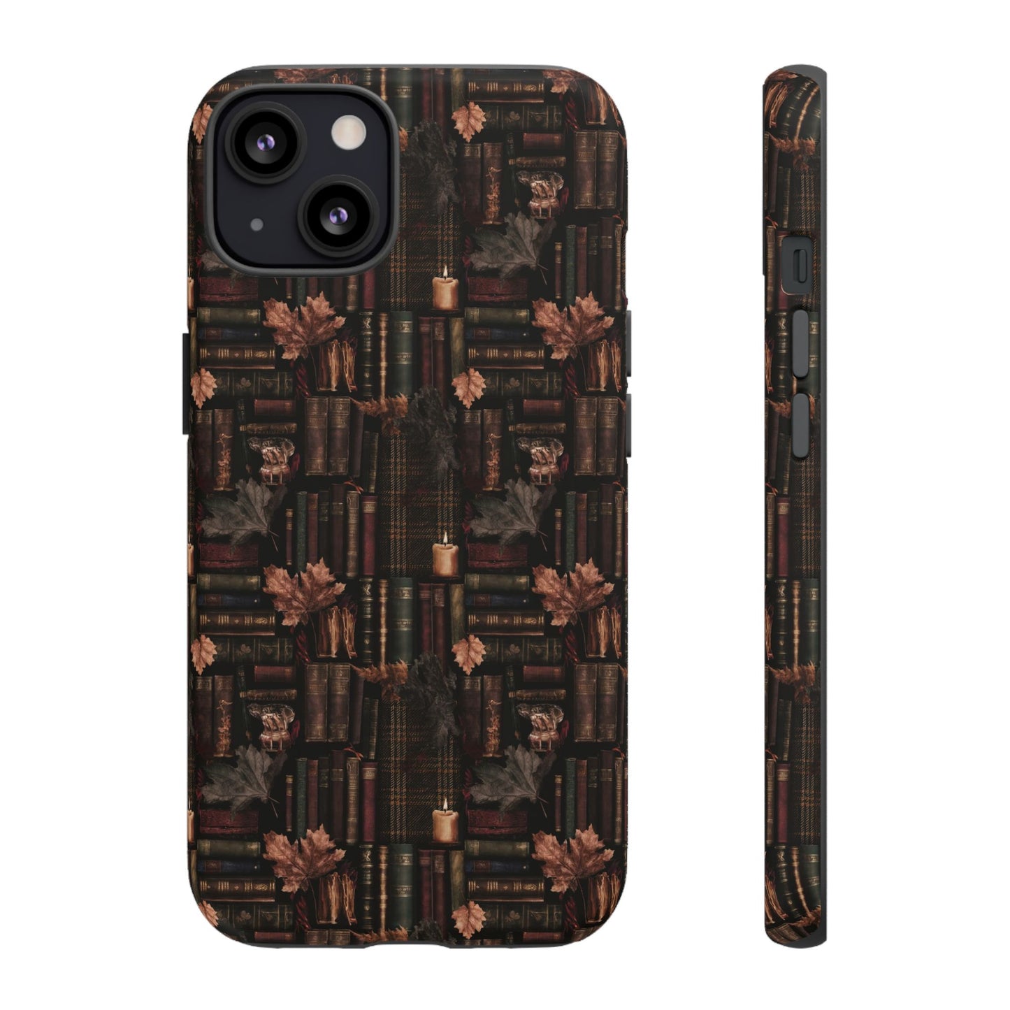 Gothic Phone Case Dark Academia Literary iPhone Samsung Cover with Books & Flowers, Phone case