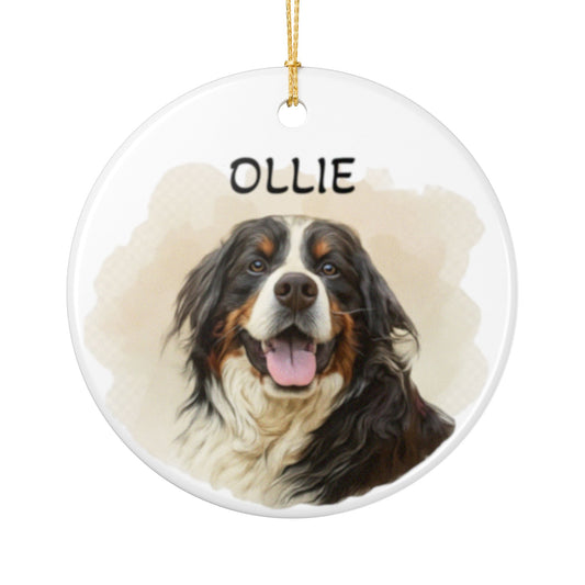 Customizable Dog Portrait Ceramic Ornaments, Personalized Pet Memory Gifts, Holiday Decorations, Unique Gift Ideas for Dog Lovers