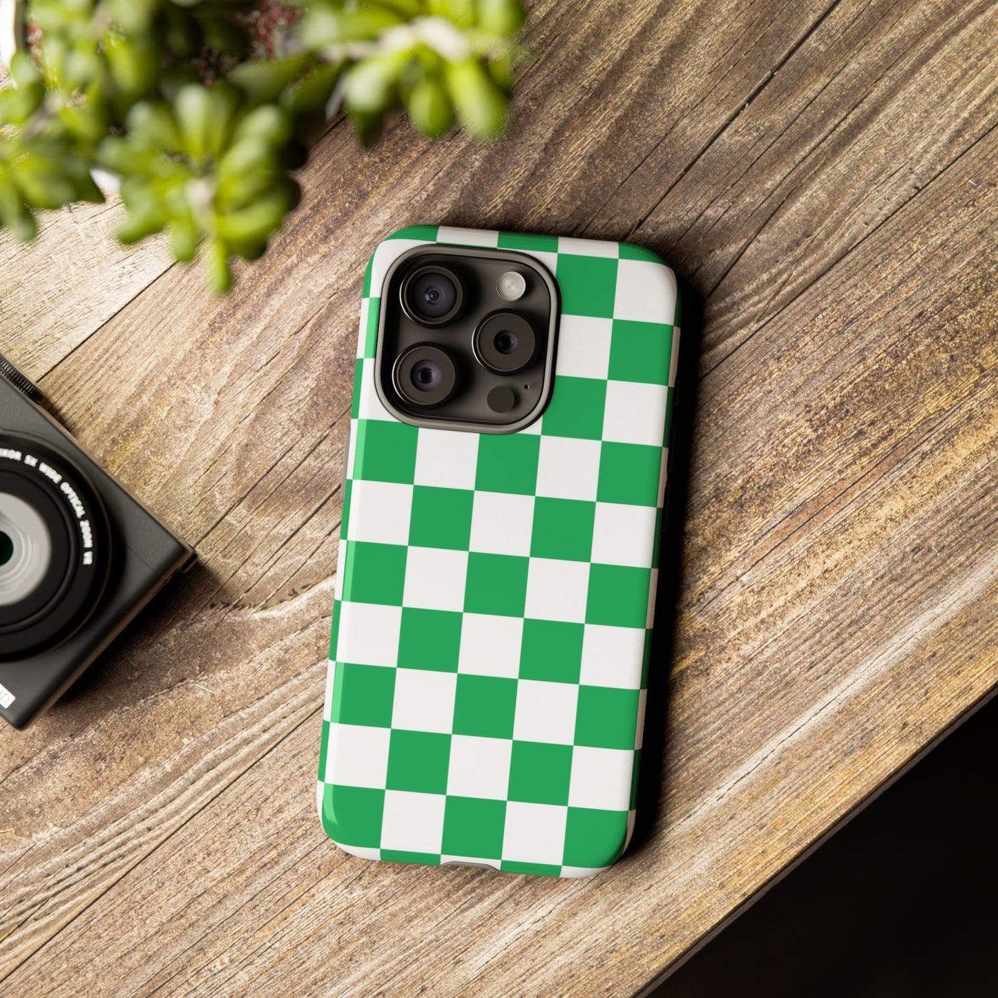 Green Checkerboard Phone Case, iPhone 17 Pro, 17, 16, 15, 14, 13, 12, 11, X, XR, XS MAX, Mobile Cover, Gift for Students, Phone Accessory