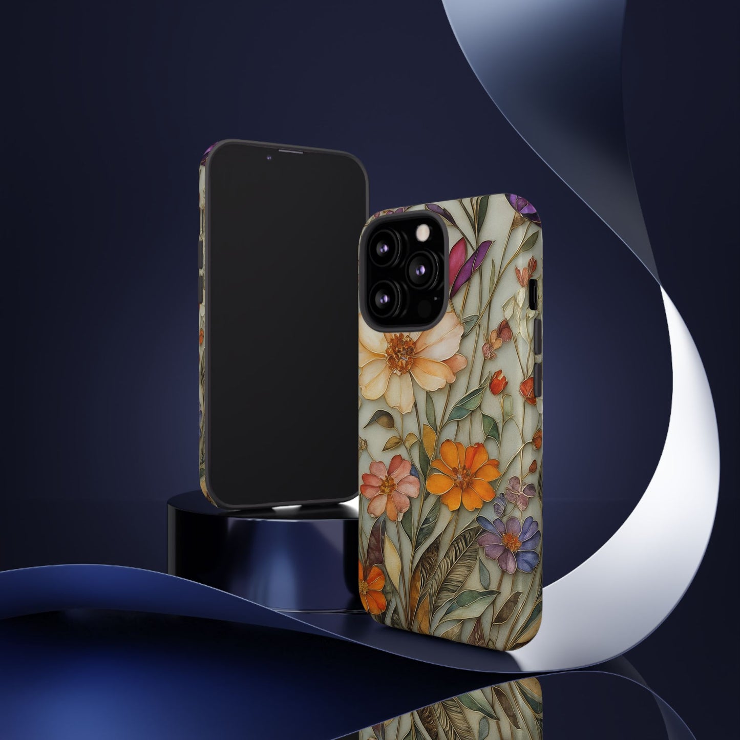 Phone case For iPhone & Samsung, Wildflower Mosaic MagSafe iPhone Case: Botanical Floral Design iPhone