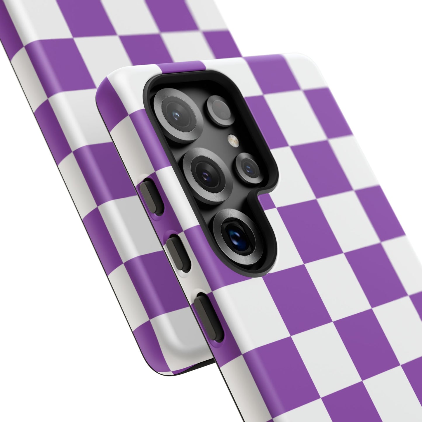 Purple Checkered Phone Case, Samsung Galaxy S25, S25 Plus, S24, S24 Plus, S24 Ultra, S23, S22, S22 Plus, S21 Ultra, S21 FE, S20+