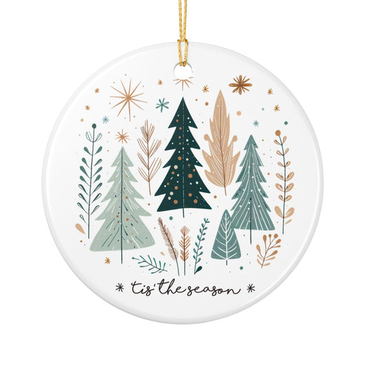 Tis the Season Christmas Ornament Modern Minimalist Holiday Tree Decor Scandinavian Ceramic Ornament, Winter Home Décor, Gift for Her Family
