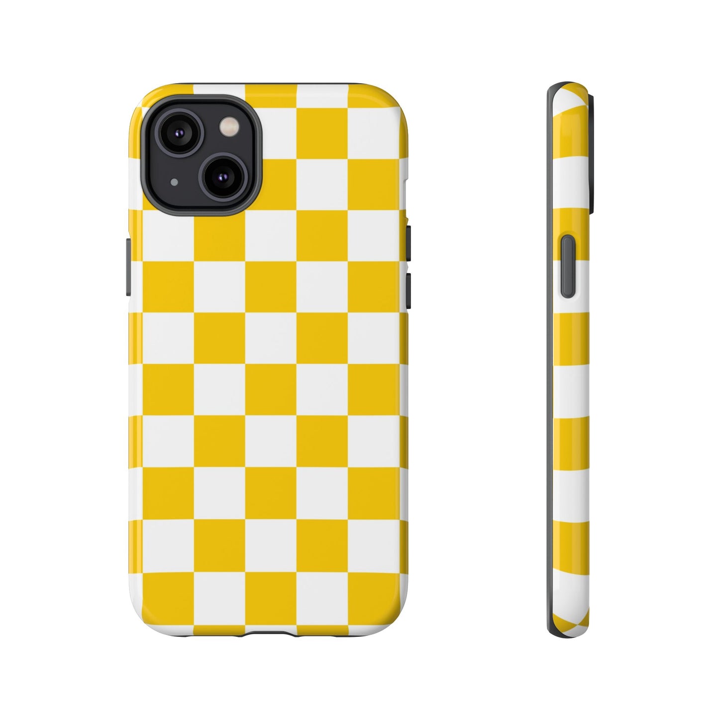 Yellow Checkered Phone Case - iPhone 17 Pro, 17, 16, 15, 14, 13, 12, 11, X, XR, XS MAX, Gift for Friends