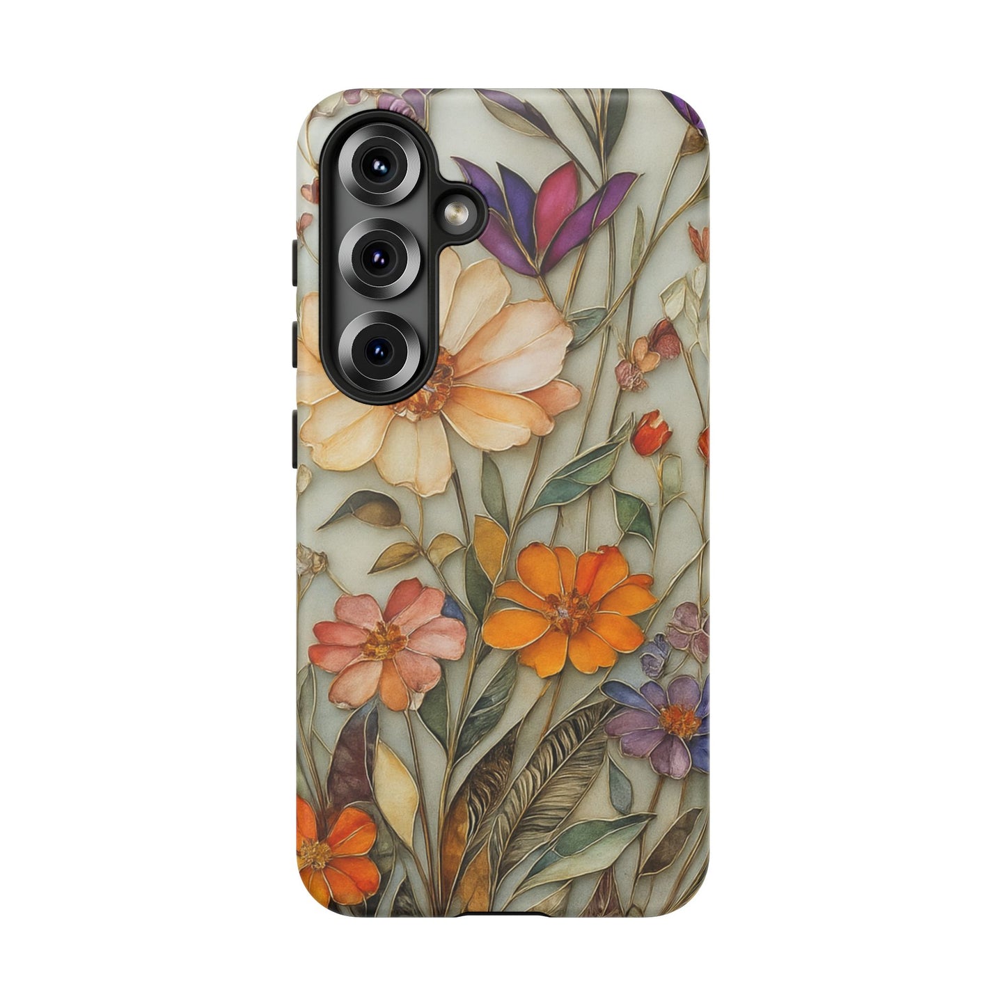 Phone case For iPhone & Samsung, Wildflower Mosaic MagSafe iPhone Case: Botanical Floral Design iPhone