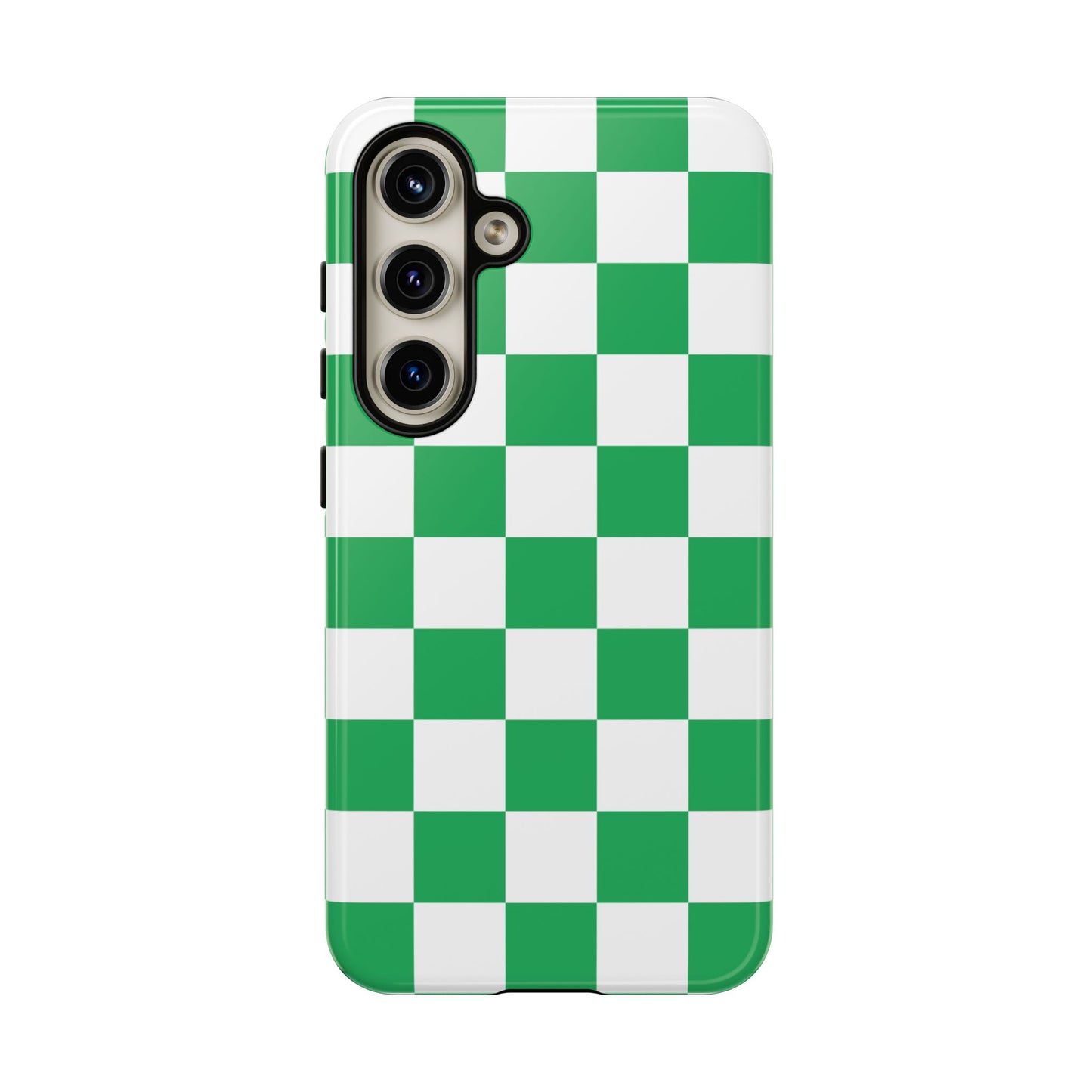Green Checkered Phone Case, Phone Cases Samsung Galaxy S25, S25 Plus, S24, S24 Plus, S24 Ultra, S23, S22, S22 Plus, S21 Ultra, S21 FE, S20+