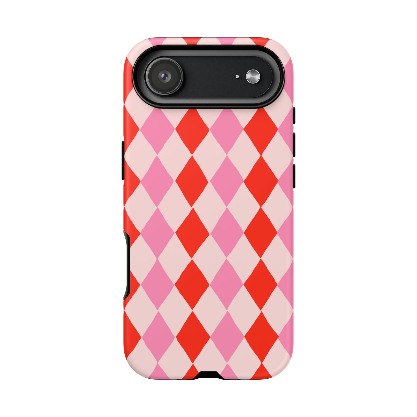 Tough Cases with Red Pink Diamonds, Retro Checkerboard iPhone Case And Samsung Case, Slim Fit Phone Case, Stylish Gift