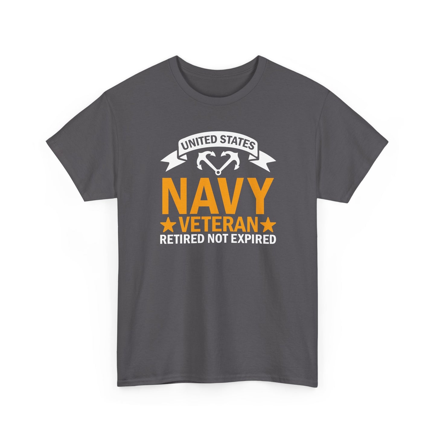 Navy Veteran Heavy Cotton T-Shirt, Gifts for Veterans, Memorial Day, Patriotic Apparel, Retired Not Expired, Gift for dad