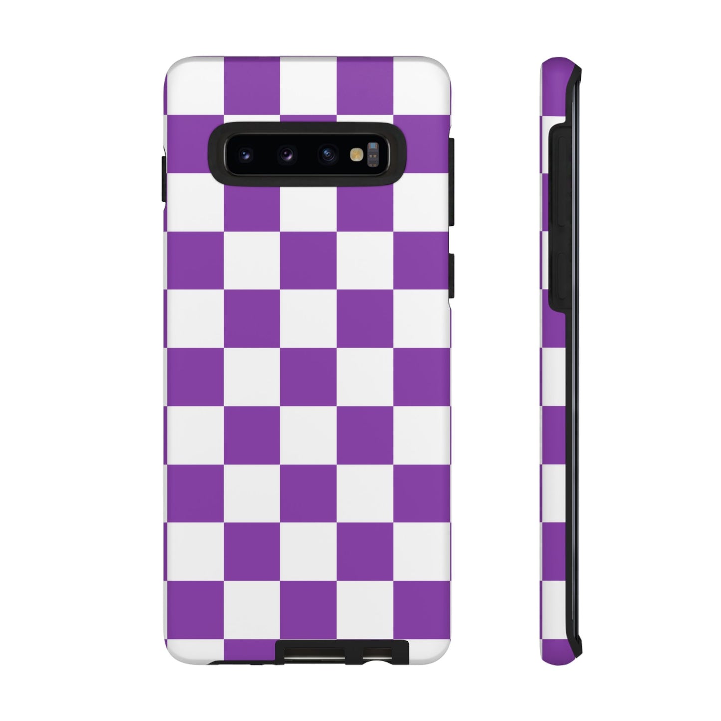 Purple Checkered Phone Case, Samsung Galaxy S25, S25 Plus, S24, S24 Plus, S24 Ultra, S23, S22, S22 Plus, S21 Ultra, S21 FE, S20+