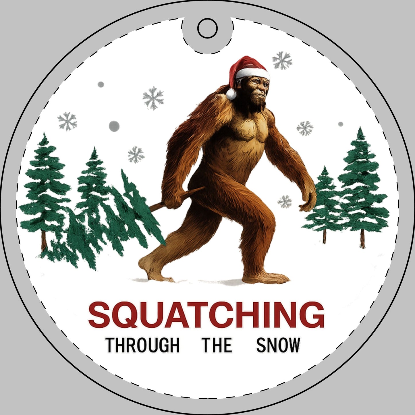 Bigfoot Christmas Ornament | Funny Sasquatch Tree Decor | Crystal Glass Holiday Ornament | Unique Woodland Gift for Men Women