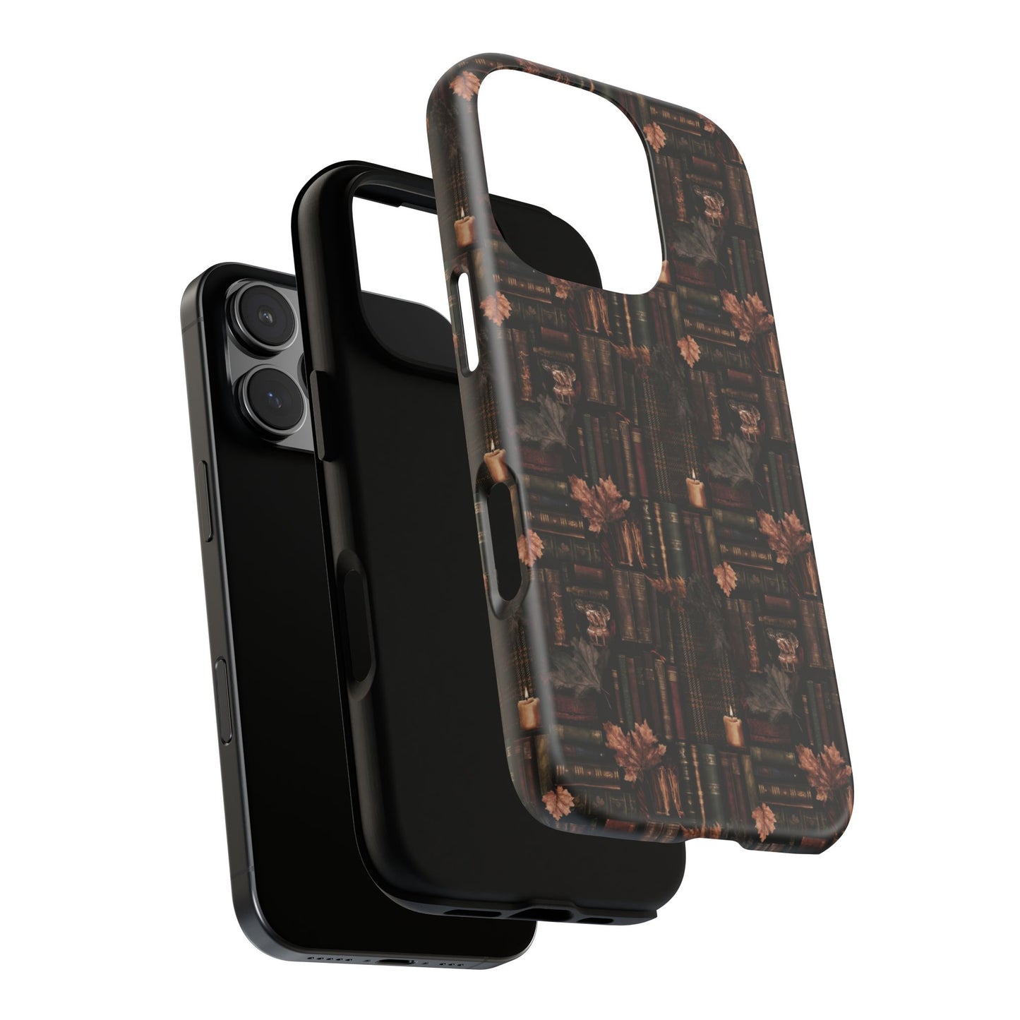 Gothic Phone Case Dark Academia Literary iPhone Samsung Cover with Books & Flowers, Phone case