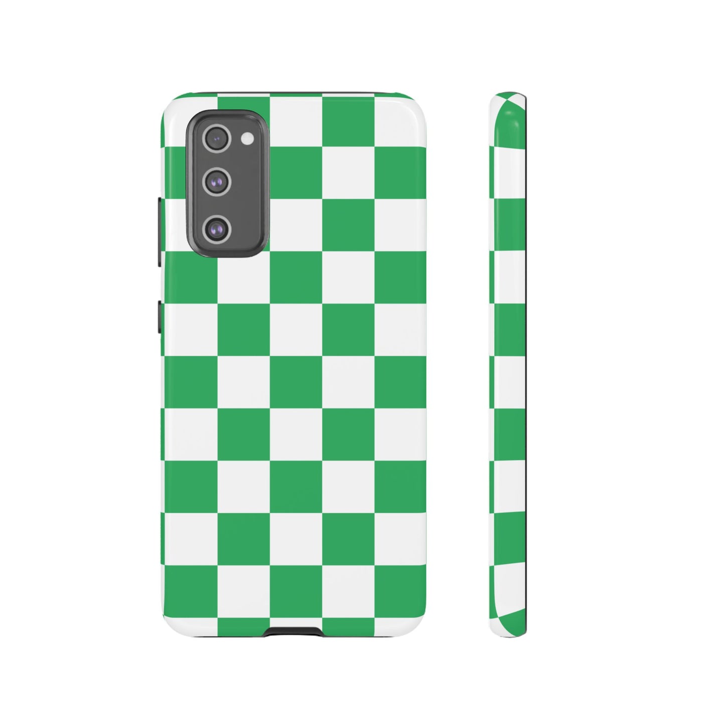 Green Checkered Phone Case, Phone Cases Samsung Galaxy S25, S25 Plus, S24, S24 Plus, S24 Ultra, S23, S22, S22 Plus, S21 Ultra, S21 FE, S20+