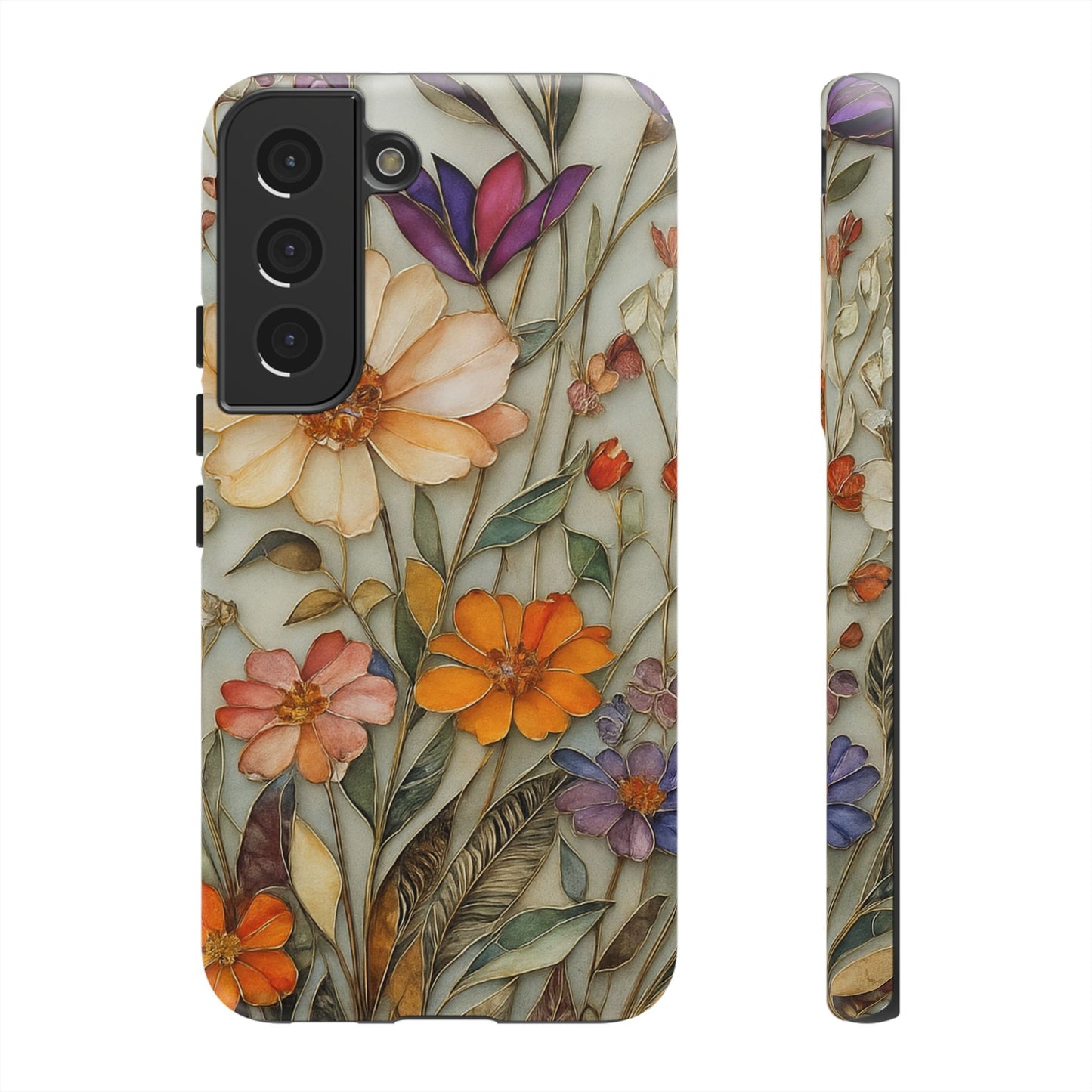 Phone case For iPhone & Samsung, Wildflower Mosaic MagSafe iPhone Case: Botanical Floral Design iPhone
