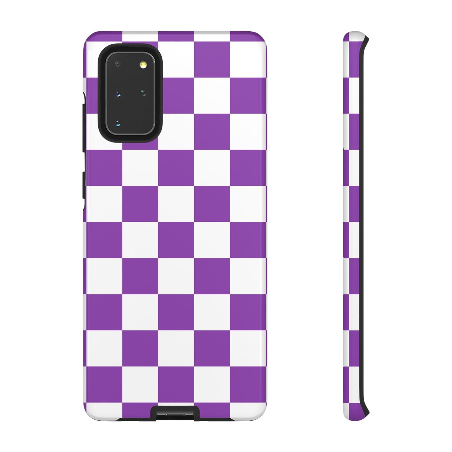 Purple Checkered Phone Case, Samsung Galaxy S25, S25 Plus, S24, S24 Plus, S24 Ultra, S23, S22, S22 Plus, S21 Ultra, S21 FE, S20+