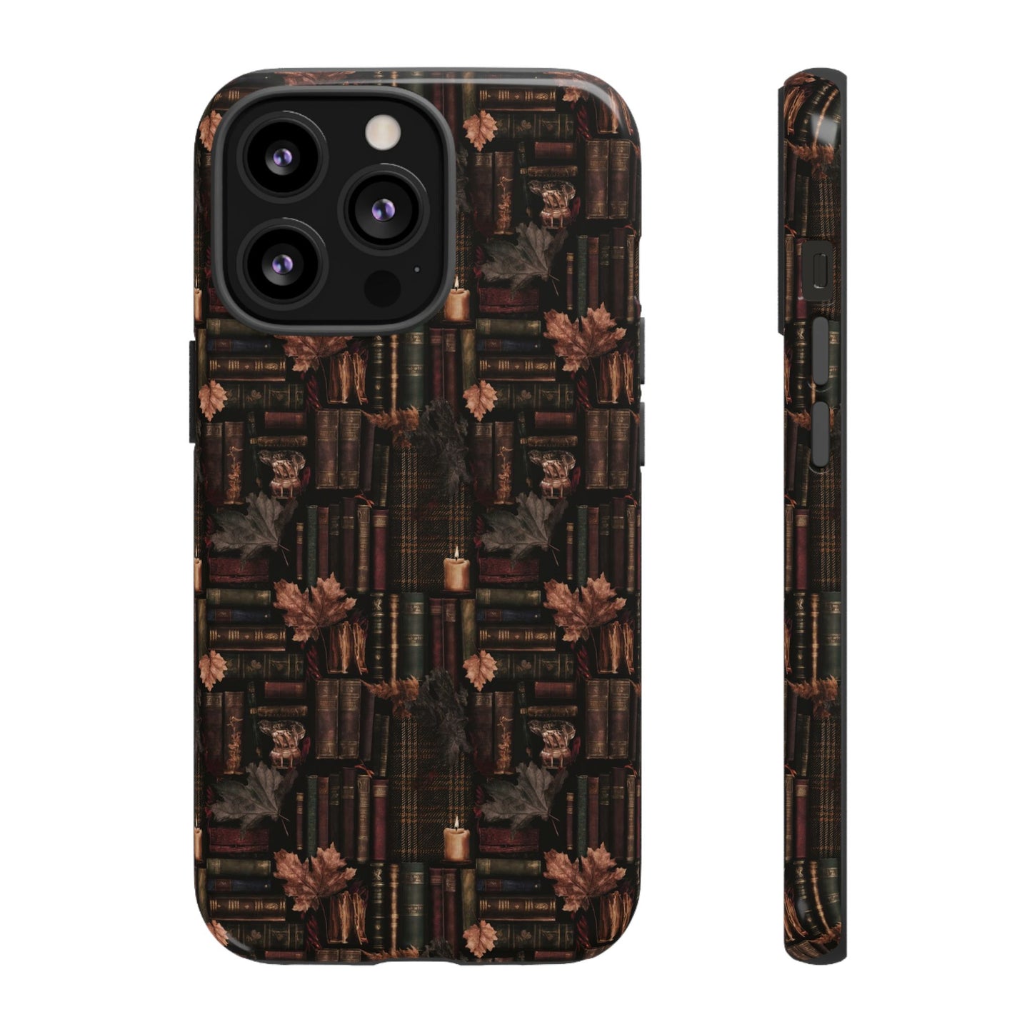 Gothic Phone Case Dark Academia Literary iPhone Samsung Cover with Books & Flowers, Phone case