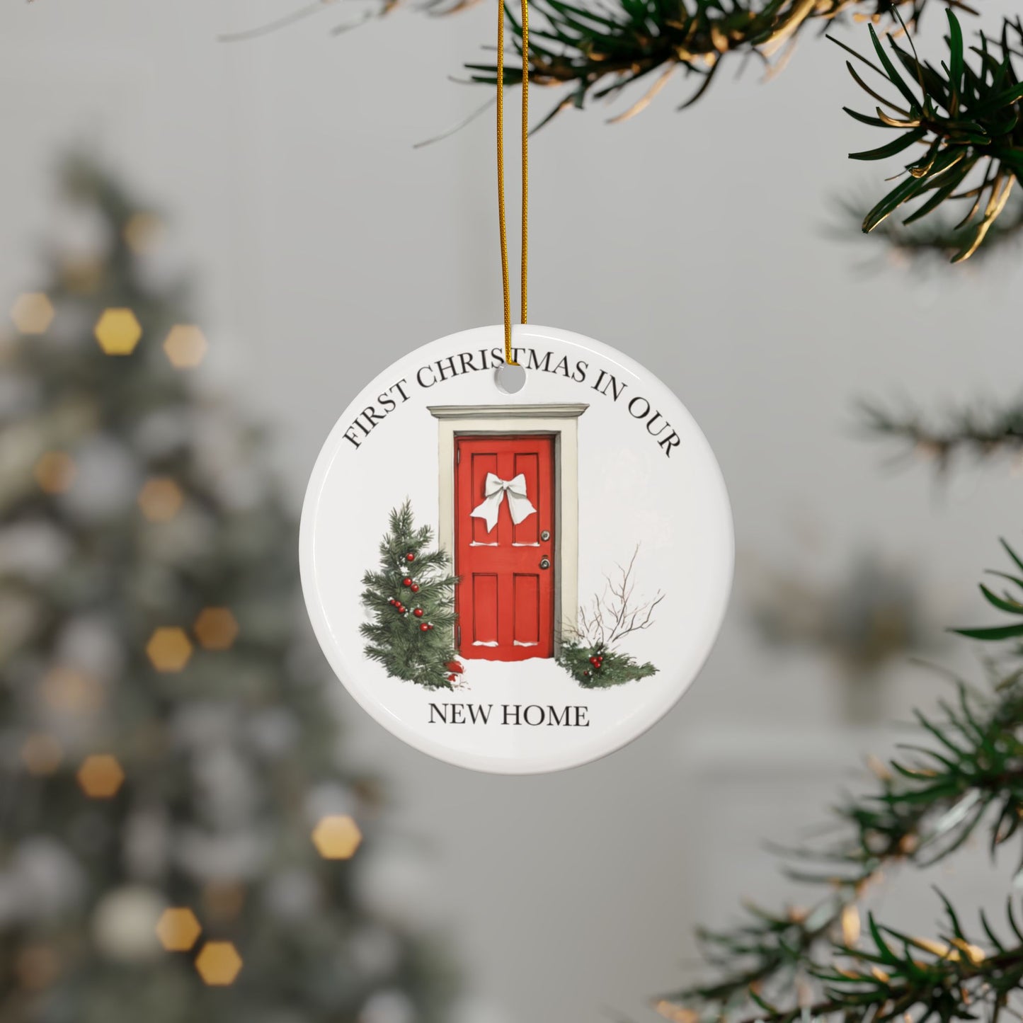 First Christmas in Our New Home Ornament | Personalized Holiday Ornament | New House Christmas Gift | Custom Ceramic Keepsake for Homeowners
