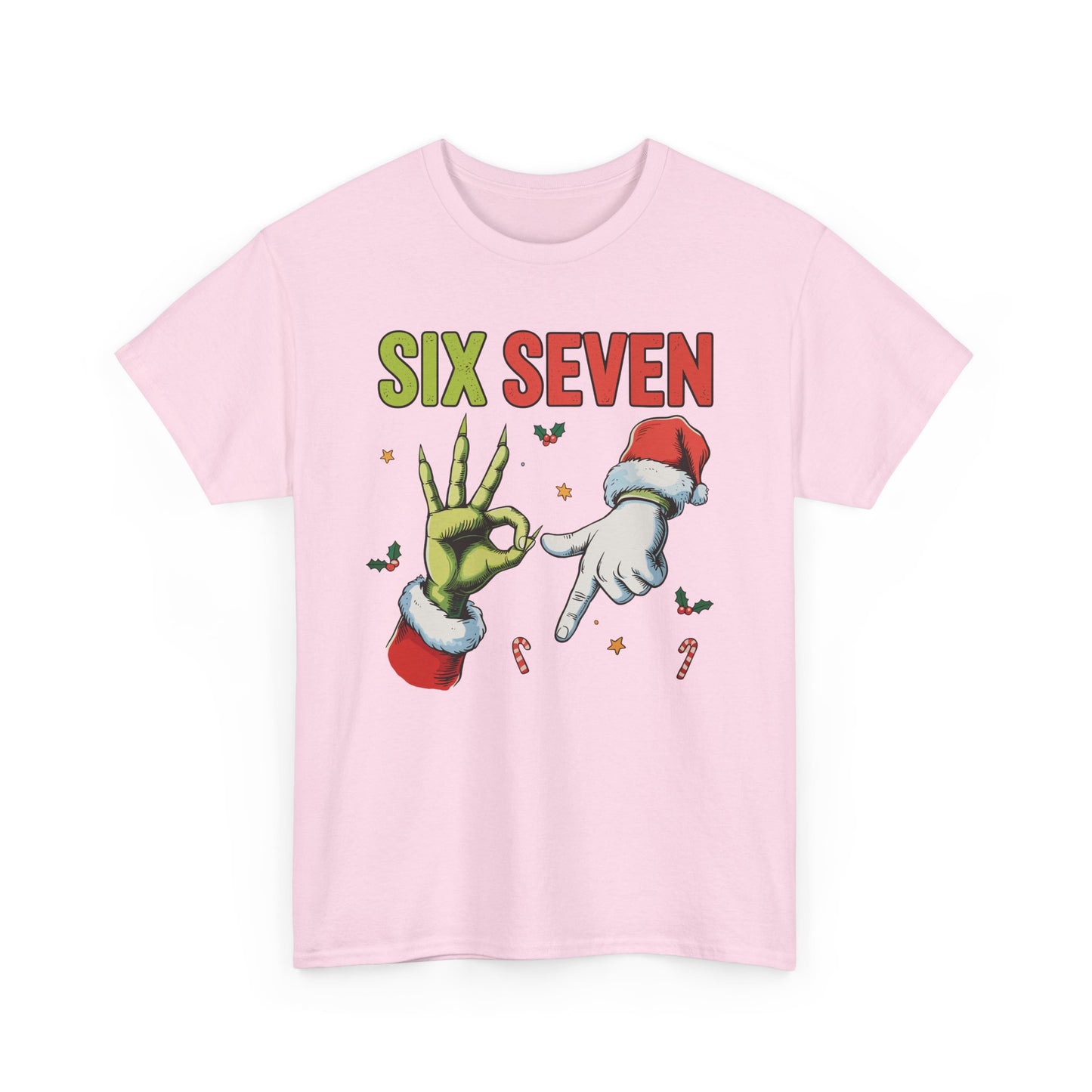 Funny "Six Seven" Christmas Shirt  Grinch Hand & Santa Hand Graphic Tee | Holiday Humor T-Shirt | Unisex Christmas Gift for Men Women