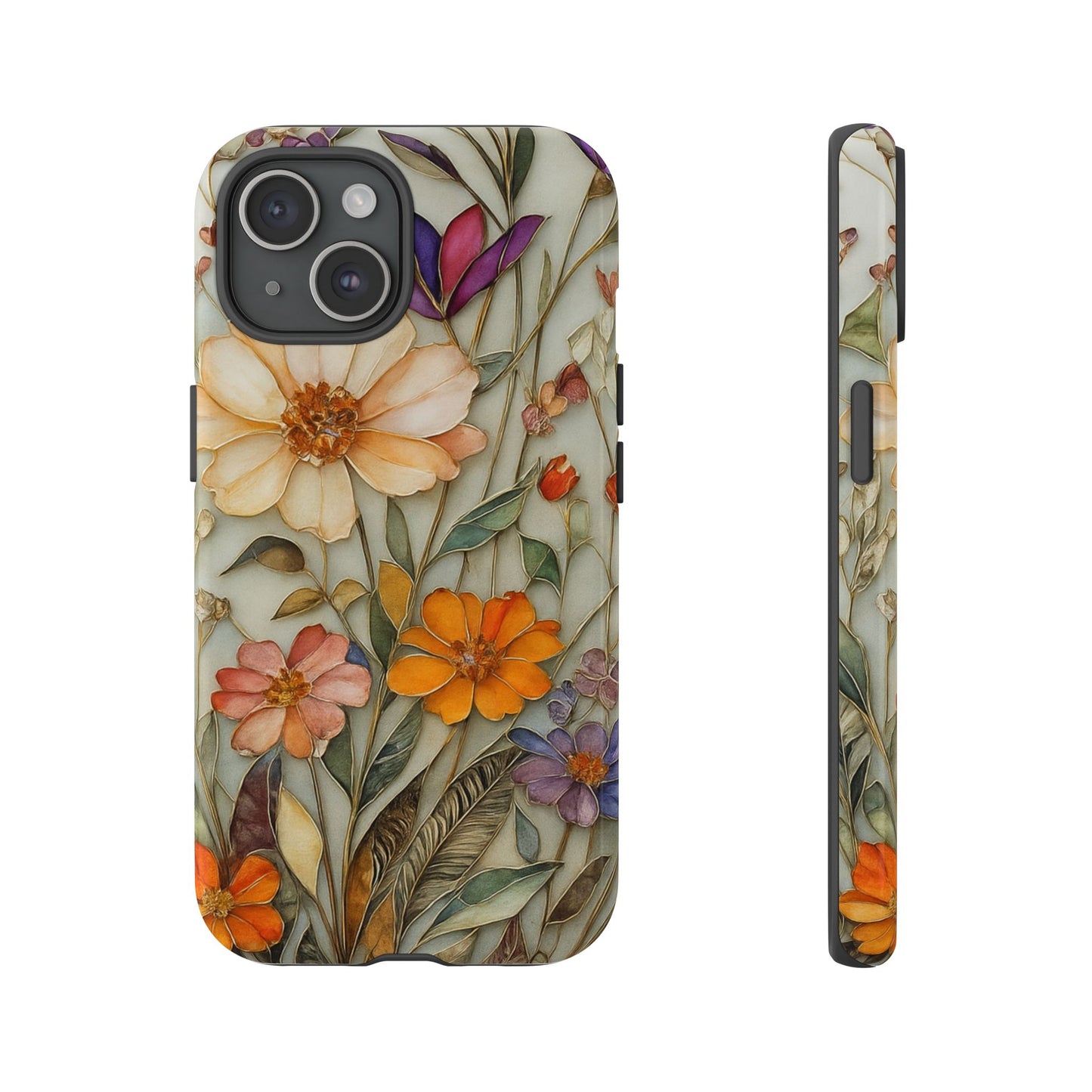 Phone case For iPhone & Samsung, Wildflower Mosaic MagSafe iPhone Case: Botanical Floral Design iPhone