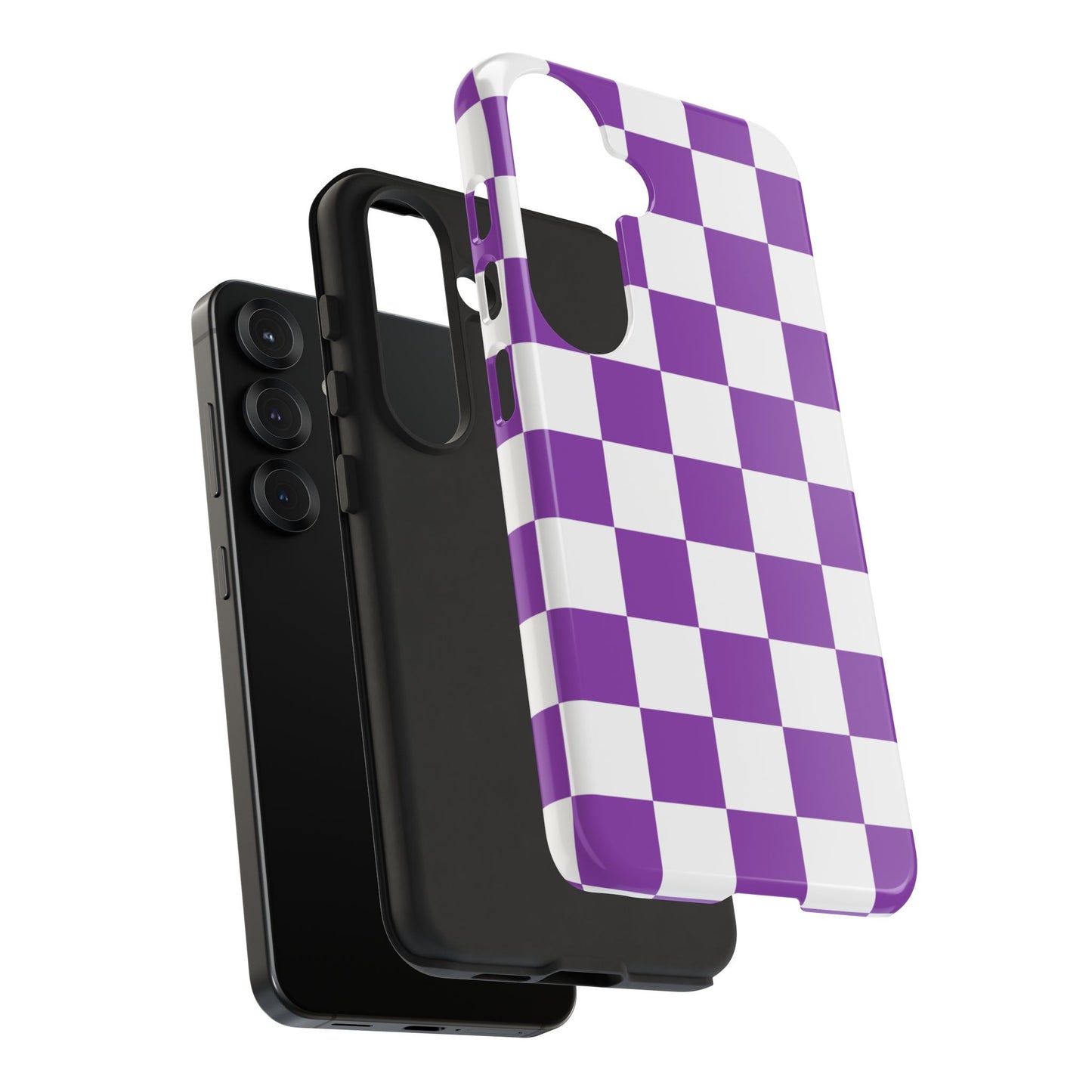 Purple Checkered Phone Case, Samsung Galaxy S25, S25 Plus, S24, S24 Plus, S24 Ultra, S23, S22, S22 Plus, S21 Ultra, S21 FE, S20+