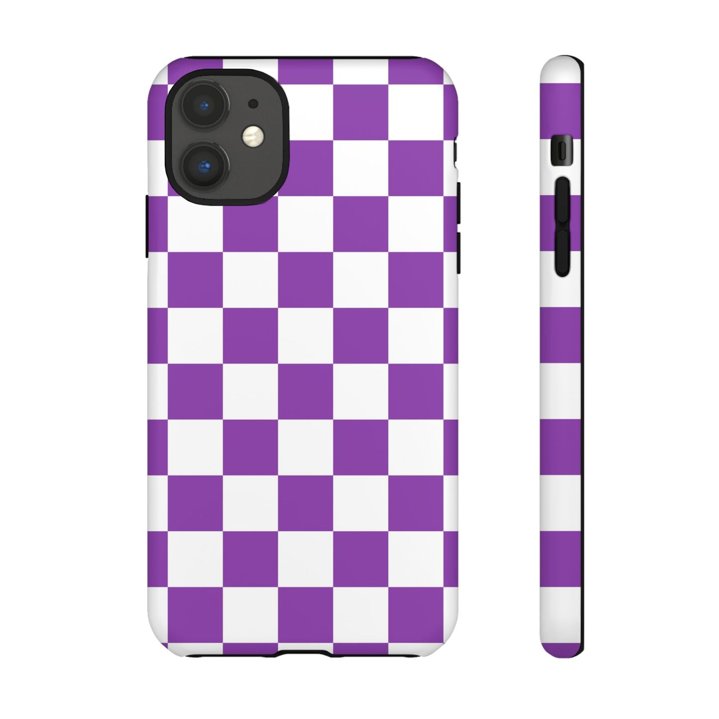Purple Checkered Phone Case,  iPhone 17 Pro, 17, 16, 15, 14, 13, 12, 11, X, XR, XS MAX, Trendy Gift for Friends, Accessory for Occasions