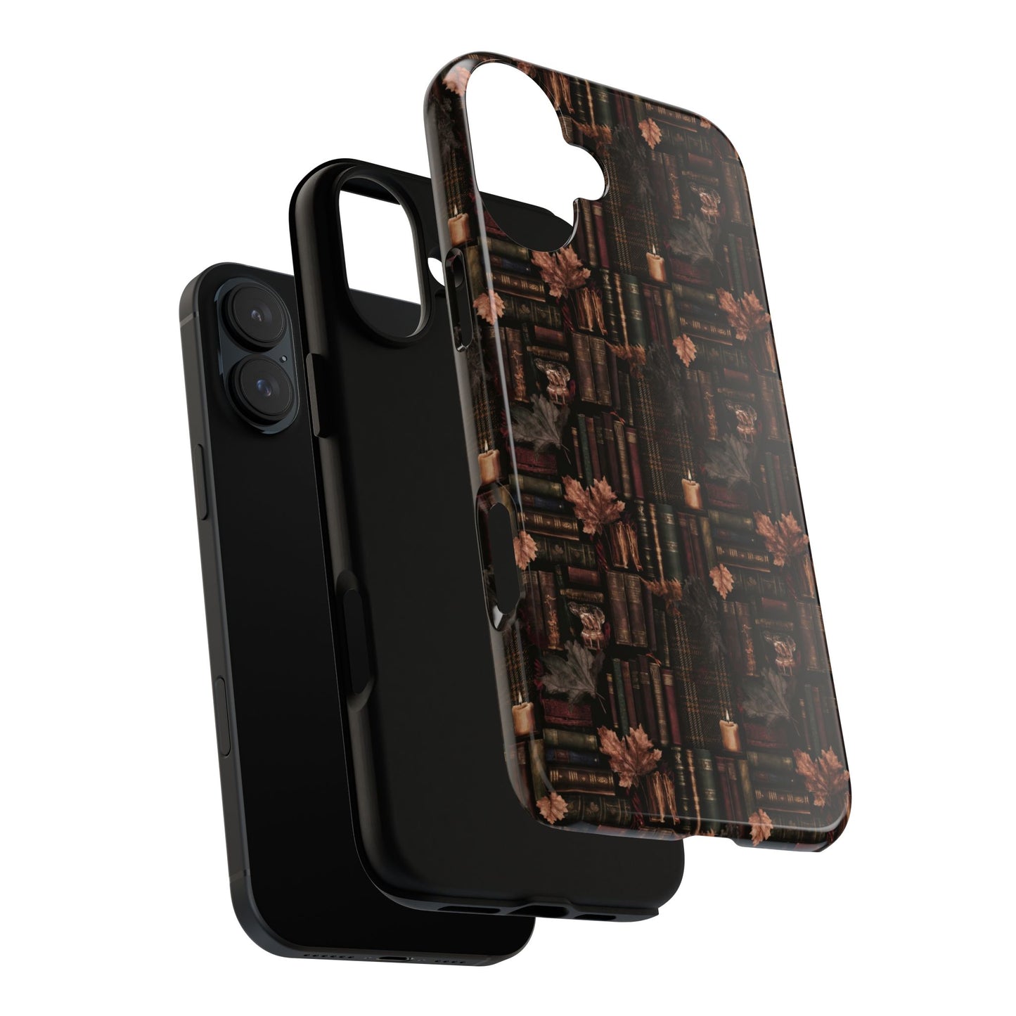 Gothic Phone Case Dark Academia Literary iPhone Samsung Cover with Books & Flowers, Phone case