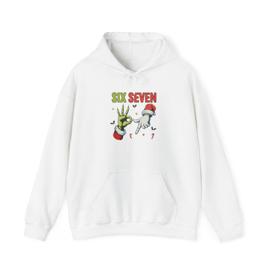 Funny Six Seven Christmas Hoodie | Santa Hands Holiday Pullover | Unisex Cozy Christmas Sweatshirt | Funny Holiday Gift for Men Women