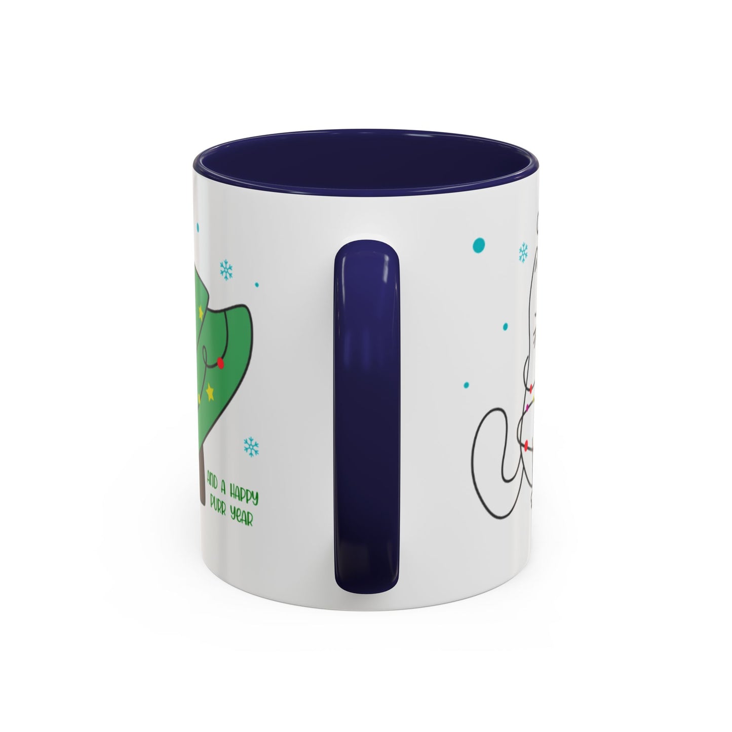 Personalized Meowy Christmas Accent Mug, Funny Holiday Coffee Cup, Cat Lover Gift, Festive Drinkware, Christmas Decor, Personalized Mug