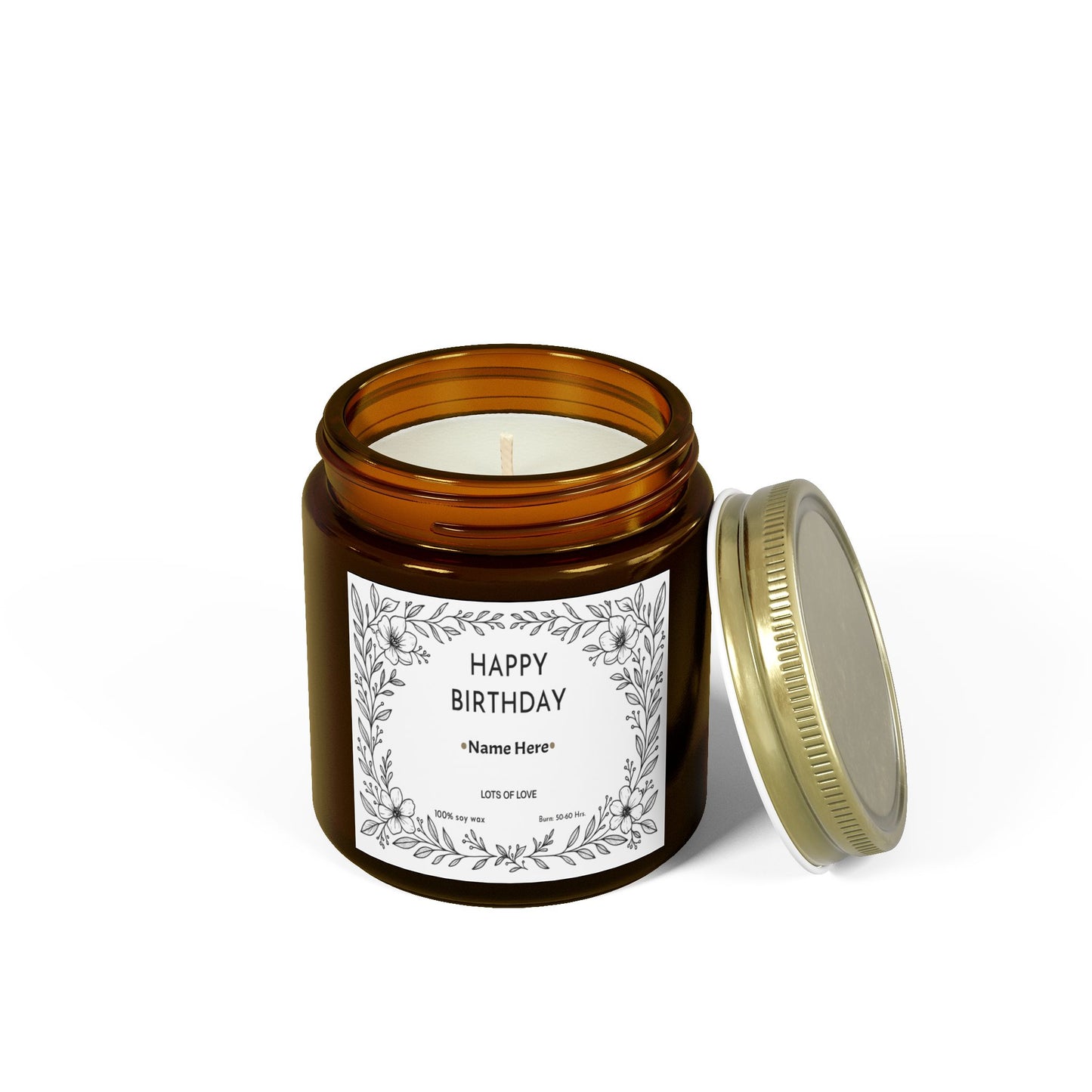 Personalised Birthday Scented Candle, Custom Birthday Gift, Candle Gift with Name for Her Friend Sister Mum Nanny Add Your Custom Text