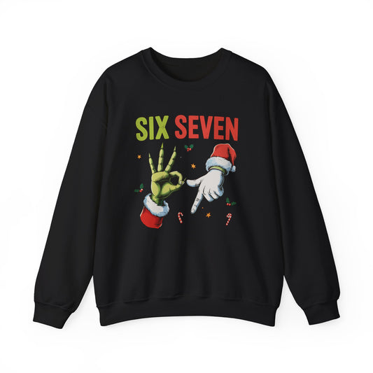 Funny Six Seven Christmas Sweatshirt | Santa Hands Holiday Crewneck | Cozy Pink Christmas Sweater for Men Women | Festive Holiday Gift