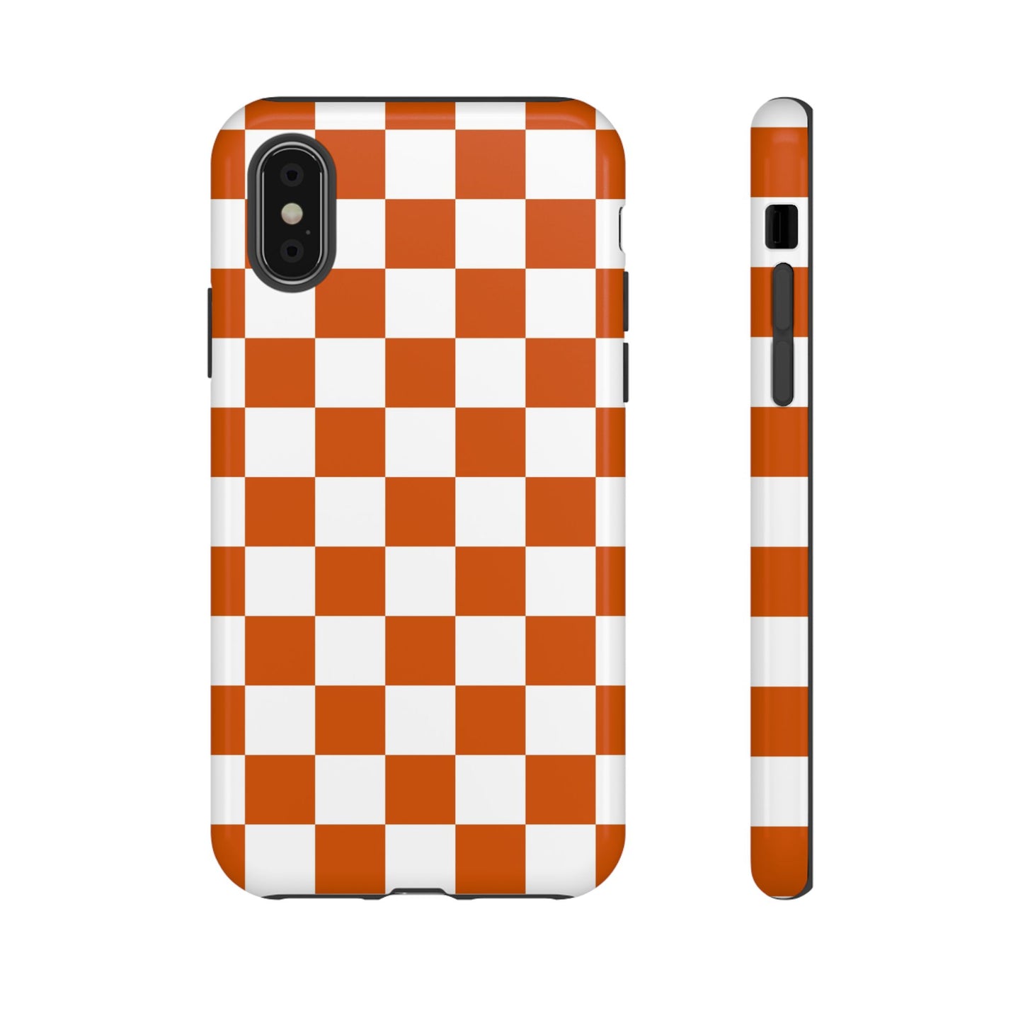 Checkered Phone Case, Checkered Phone Case - iPhone 17 16 15 14 13 12 11 Pro Max  - Trendy Black and Brown Checkerboard