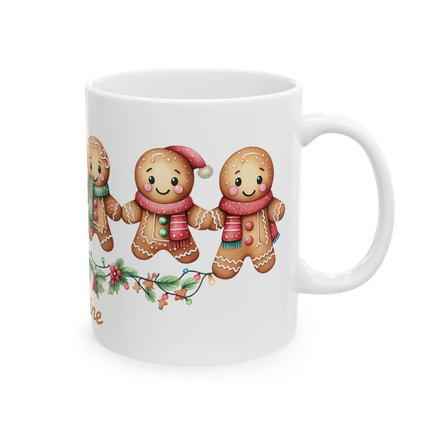 Personalized Gingerbread Ceramic Mug, Christmas Gift, Holiday Decor, Cozy Vibes, Family Present, Christmas Day gift, Gift for her